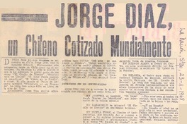 Jorge Díaz, un chileno cotizado mundialmente : [entrevista]