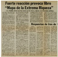 Fuerte reacción provoca libro "Mapa de la extrema riqueza".