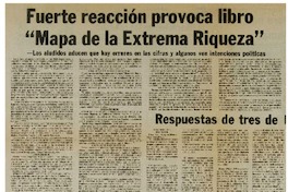 Fuerte reacción provoca libro "Mapa de la extrema riqueza".