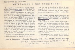 Invitación a dos escritores.