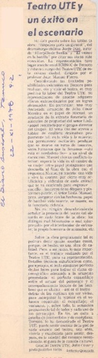 Teatro UTE y un éxito en el escenario