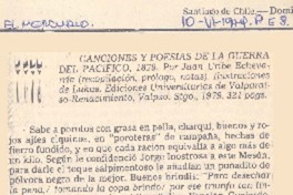 Canciones y poesías de la Guerra del Pacífico