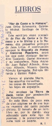 Flor de canto a lo humano"