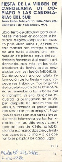 Fiesta de la Virgen de Candelaria de Copiapó y las Candelarias del sur