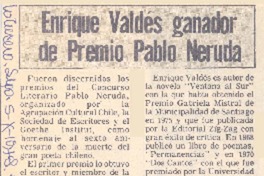 Enrique Valdés ganador de Premio Pablo Neruda.