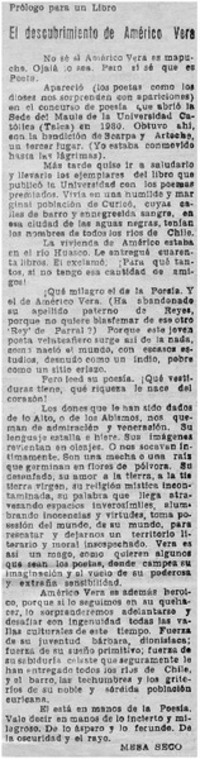 El descubrimiento de Américo Vera