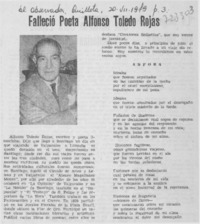 Falleció poeta Alfonso Toledo Rojas.