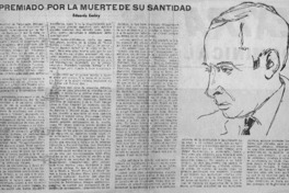 Fué premiado por la muerte de su santidad