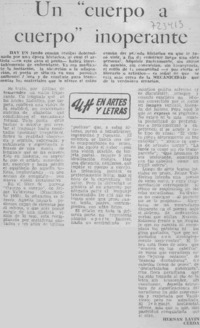 Un "cuerpo a cuerpo" inoperante