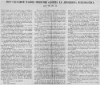Don Salvador Valdés Morandé contra la jerarquía eclesiastica