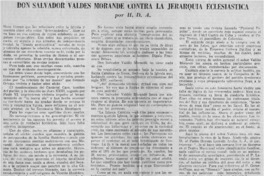 Don Salvador Valdés Morandé contra la jerarquía eclesiastica