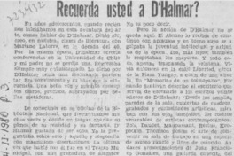 Recuerda usted a D'Halmar?.