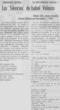 Los "silencios" de Isabel Velasco