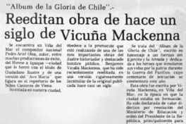 Reeditan obra de hace un siglo de Vicuña Mackenna.