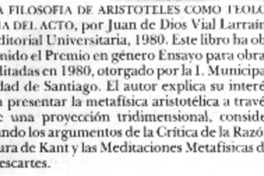 La filosofía de Aristóteles como teología del acto