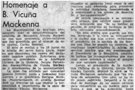 Homenaje a B. Vicuña Mackenna.