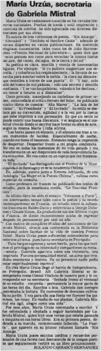 María Urzúa, secretaria de Gabriela Mistral