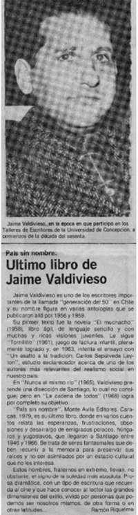 Ultimo libro de Jaime Valdivieso