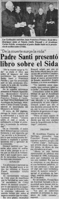 Padre Santi presentó libro sobre el sida.