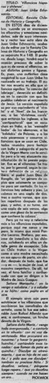 "Villancicos hispanos y chilenos"