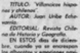 "Villancicos hispanos y chilenos"