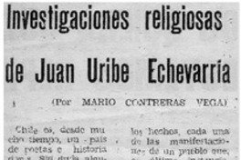 Investigaciones religiosas de Juan Uribe Echevarría