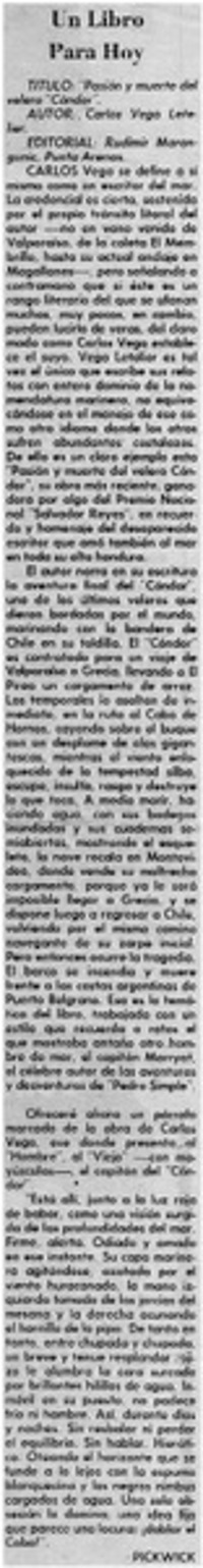 "Pasión y muerte del velero "Cóndor"