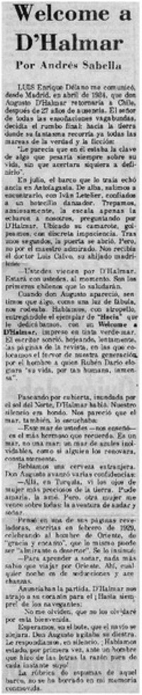 Welcome a D'Halmar