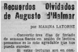Recuerdos olvidados de Augusto D'Halmar