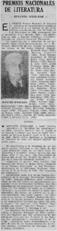 Premios nacionales de literatura.