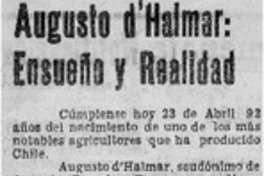 Augusto D'Halmar: ensueño y realidad.