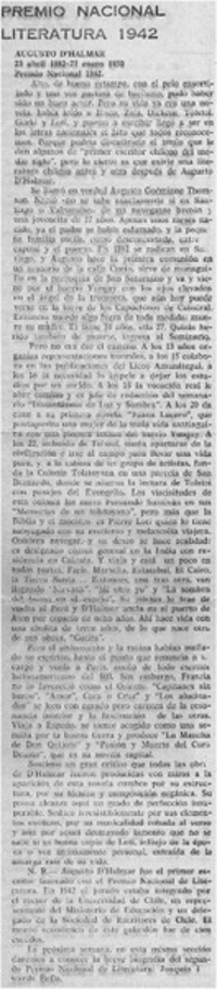 Premio nacional de literatura 1942.