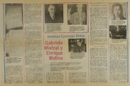 Amistad epistolar entre Gabriela Mistral y Enrique Molina