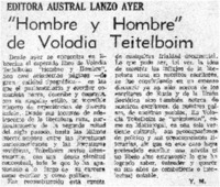 "Hombre y hombre" de Volodia Teitelboim