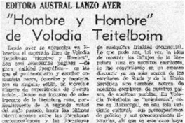 "Hombre y hombre" de Volodia Teitelboim