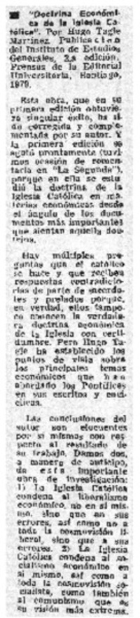 "Doctrina económica de la Iglesia Católica".