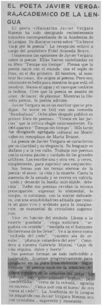 El poeta Javier Vergara, académico de la lengua