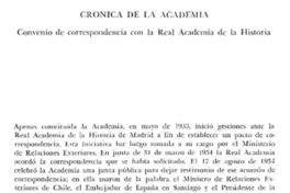 Crónica de la academia convenio de correspondencia con la real academia de la historia.
