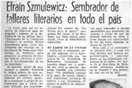 Efraín Szmulewicz: sembrador de talleres literarios en todo el país