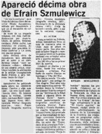 Apareció décima obra de Efraín Szmulewicz.