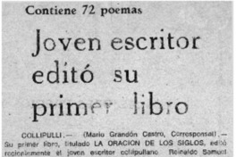 Jóven escritor editó su primer libro