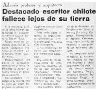 Destacado escritor chilote fallece lejos de su tierra.