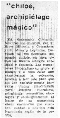 "Chiloé, archipiélago mágico".