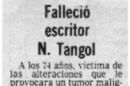 Falleció escritor N. Tangol.