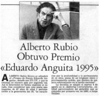 Alberto Rubio obtuvo premio "Eduardo Anguita 1995".