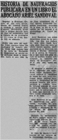 Historia de naufragos publicara en un libro el abogado Ariel Sandoval.