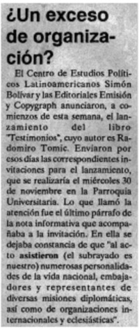 ¿Un exceso de organización?.