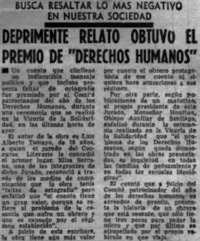 Deprimente relato obtuvo el premio de "Derechos Humanos".