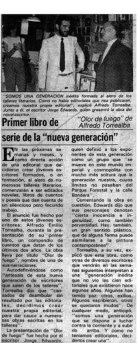 Primer libro de serie de la "nueva generación".
