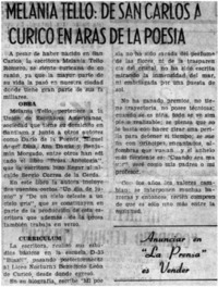 Melania Tello: de San Carlos a Curicó en aras de la poesía.